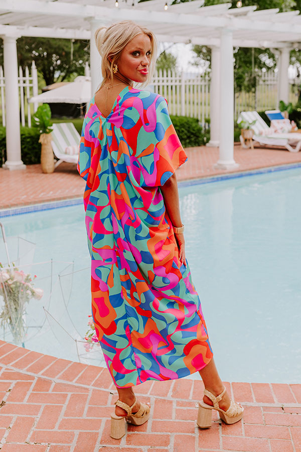 Beachy Days Caftan Midi in Ocean Wave-Beginning Fashion
