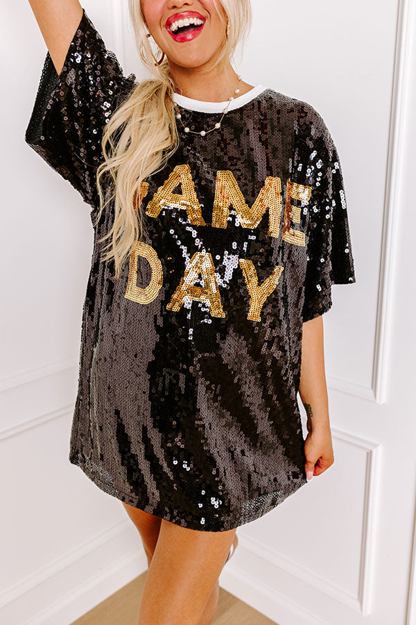 Gameday Sequin Tunic in Black-Beginning Fashion