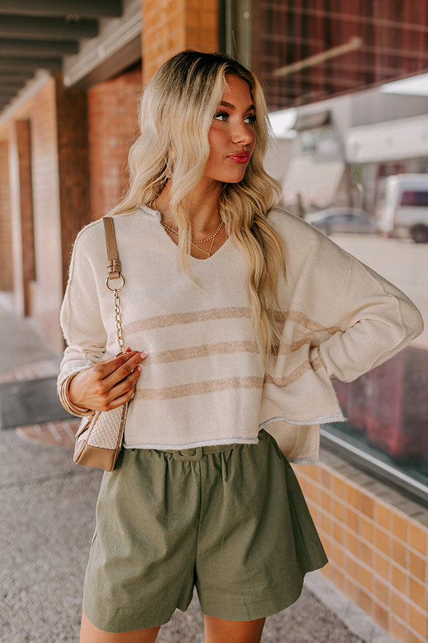 Chai Latte Please Knit Crop Sweater-Beginning Fashion
