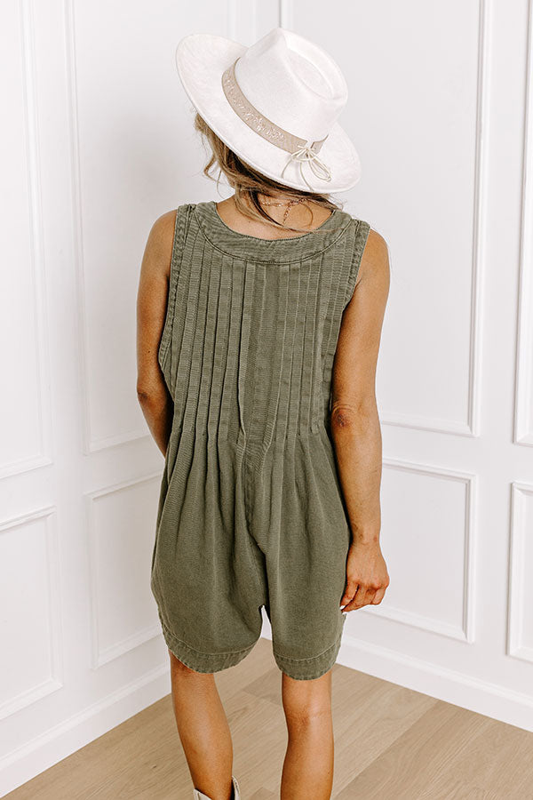 Bae Watch Denim Romper in Olive-Beginning Fashion