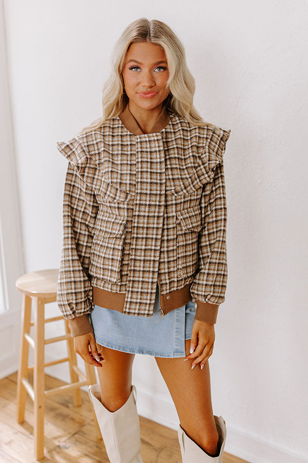 Chai Latte Pretty Plaid Jacket-Beginning Fashion