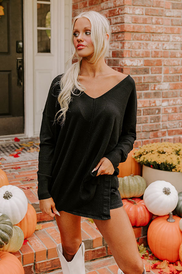 Fall Latte Shift Sweater in Black-Beginning Fashion