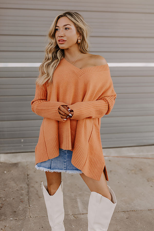 Falling Leaves Knit Sweater in Light Rust-Beginning Fashion