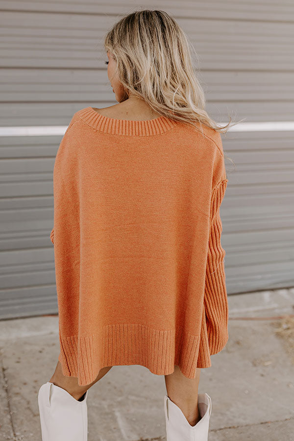 Falling Leaves Knit Sweater in Light Rust-Beginning Fashion