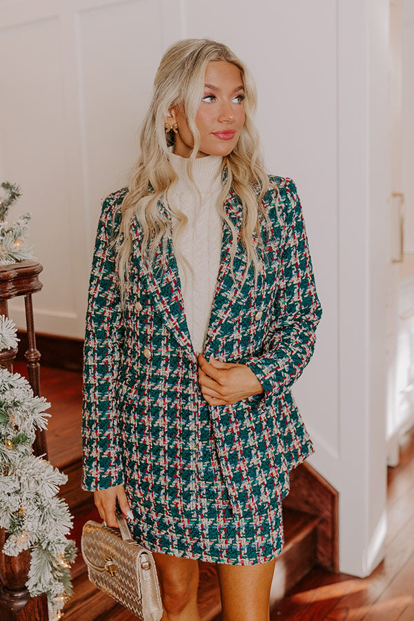 Boss Babe Tweed Blazer in Teal-Beginning Fashion