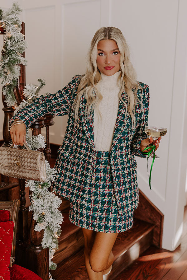 Boss Babe Tweed Blazer in Teal-Beginning Fashion