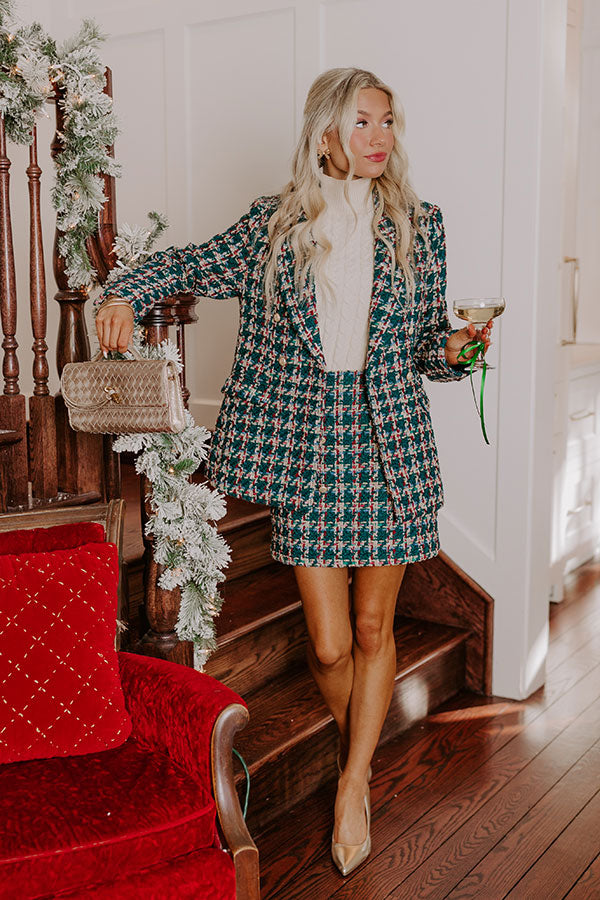 Boss Babe Tweed Blazer in Teal-Beginning Fashion