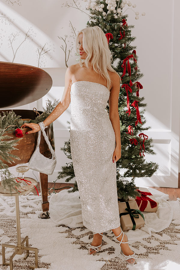 Coquette Crush Sequin Maxi Dress in Champagne-Beginning Fashion