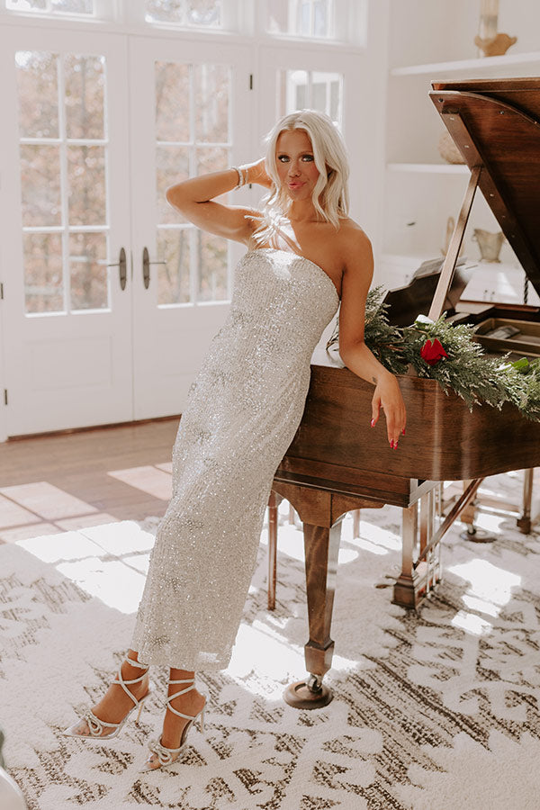 Coquette Crush Sequin Maxi Dress in Champagne-Beginning Fashion