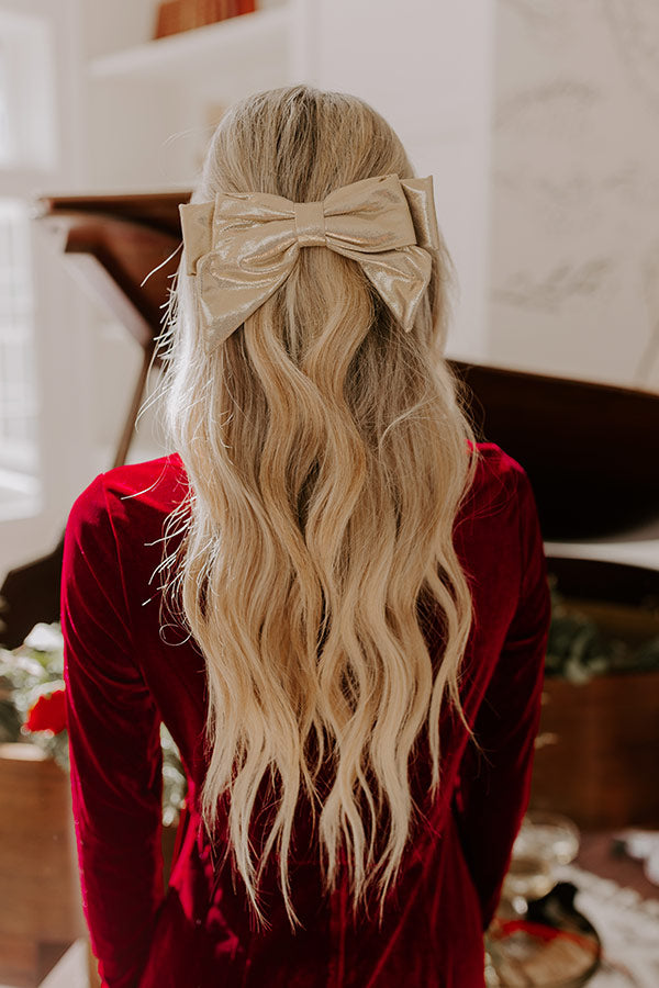 Golden Glow Bow Hair Clip-Beginning Fashion
