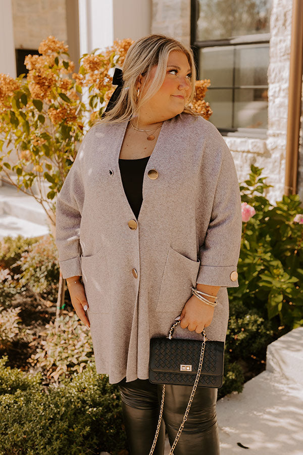 Coffee Aroma Oversized Cardigan in Taupe-Beginning Fashion
