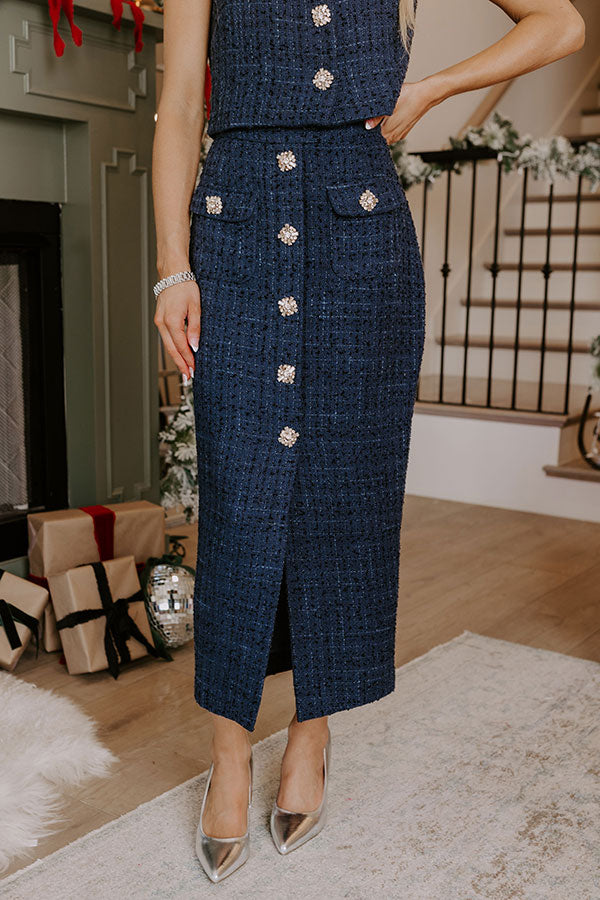Classy Moment High Waist Tweed Midi Skirt-Beginning Fashion