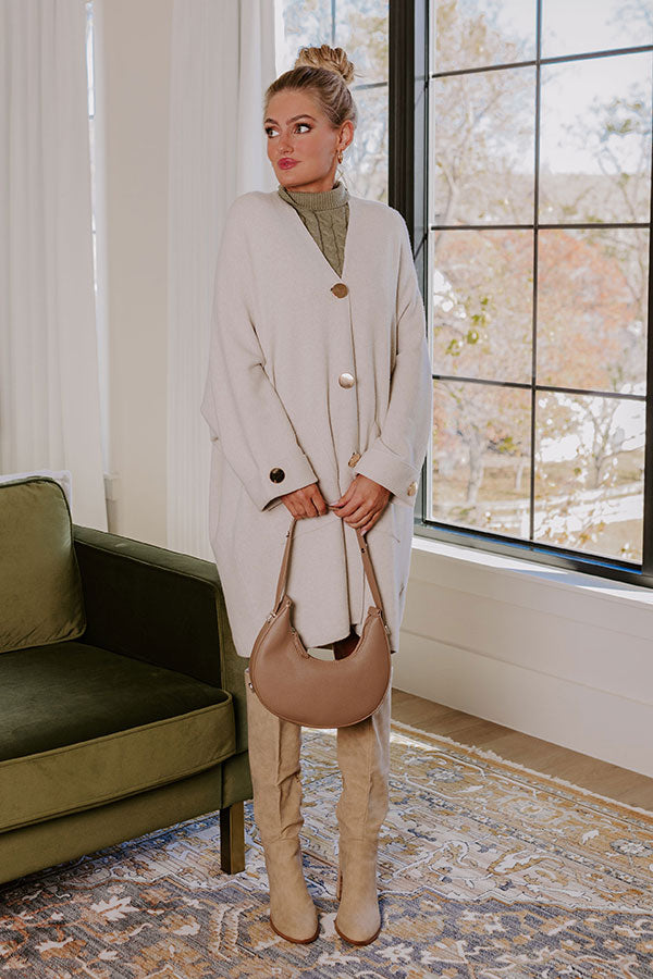 Coffee Aroma Oversized Cardigan in Light Oatmeal-Beginning Fashion