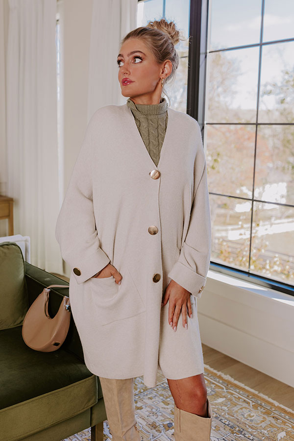 Coffee Aroma Oversized Cardigan in Light Oatmeal-Beginning Fashion