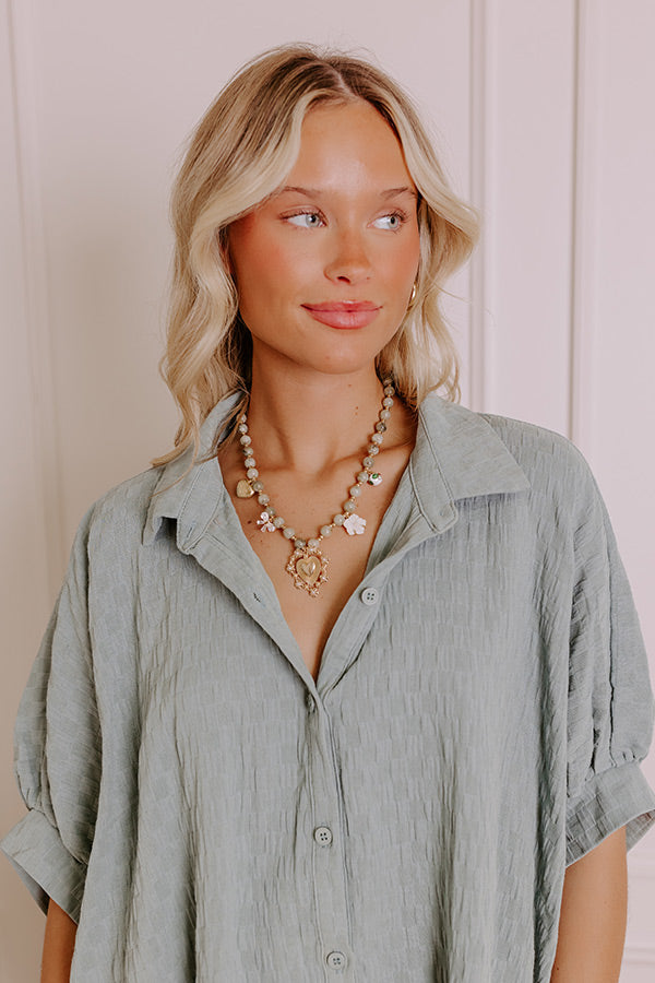 Chic Moment Charm Necklace in Sage-Beginning Fashion