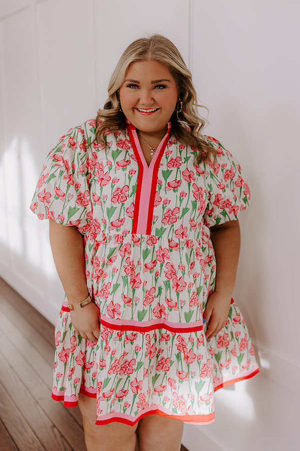 Fresh Horizon Floral Mini Dress in Pink Curves-Beginning Fashion