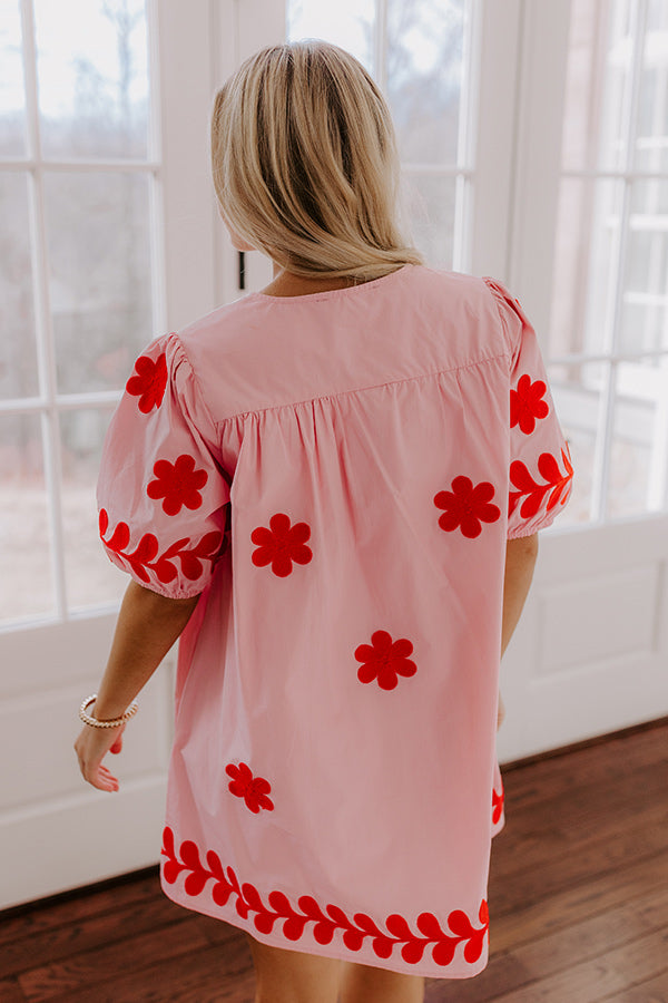 Brunch Babe Floral Embroidered Mini Dress in Pink-Beginning Fashion