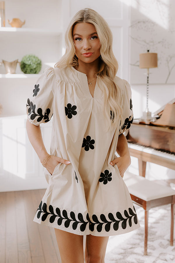 Brunch Babe Floral Embroidered Mini Dress in Oatmeal-Beginning Fashion