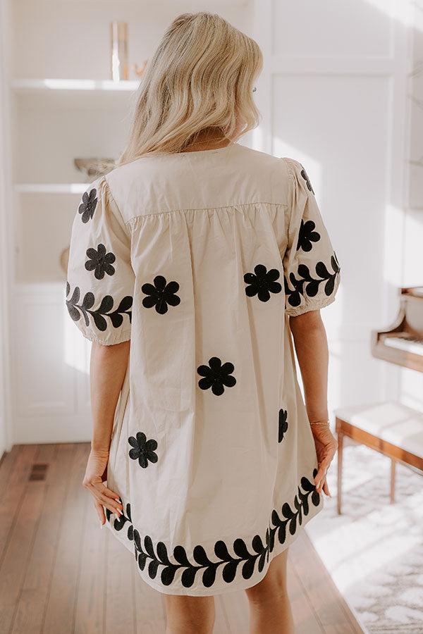 Brunch Babe Floral Embroidered Mini Dress in Oatmeal-Beginning Fashion