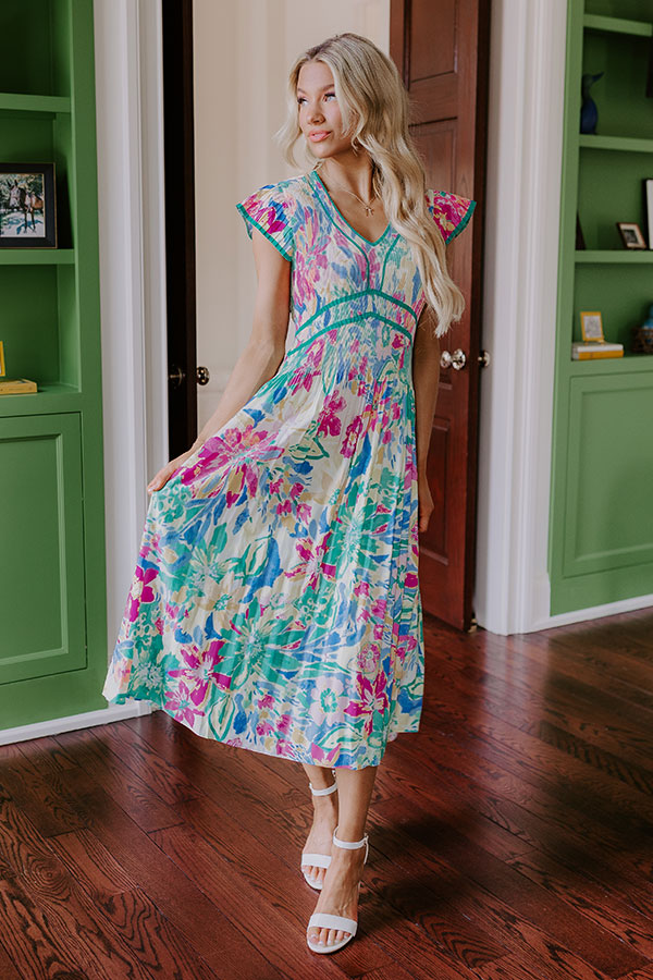 Blooming Beauty Pleated Midi Dress-Beginning Fashion