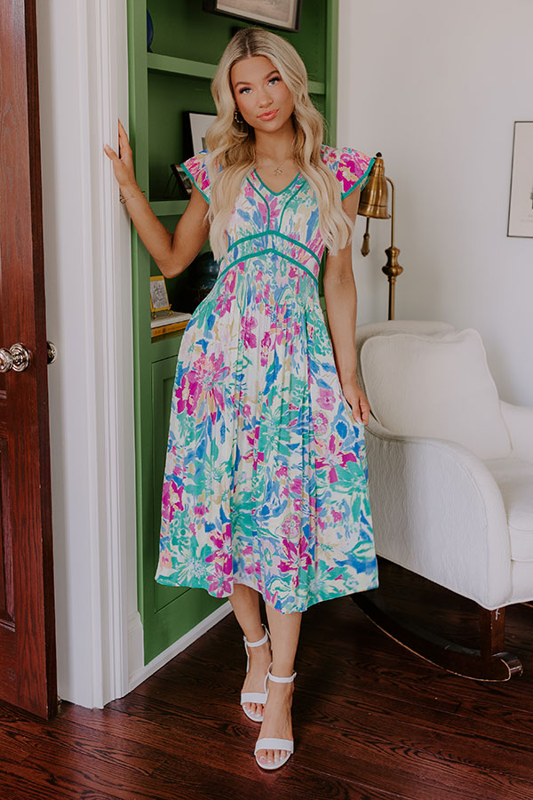 Blooming Beauty Pleated Midi Dress-Beginning Fashion