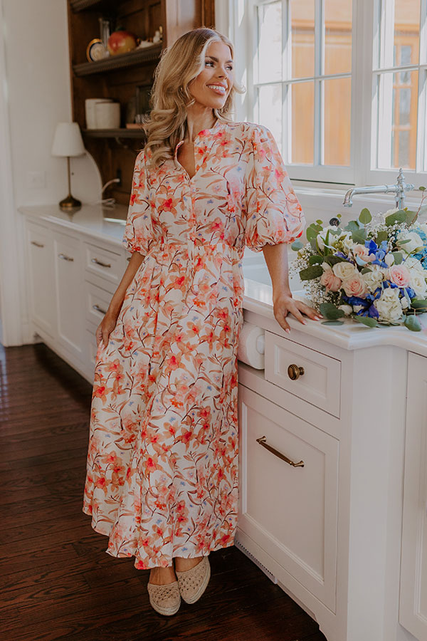 Bellini's Please Floral Midi Dress-Beginning Fashion
