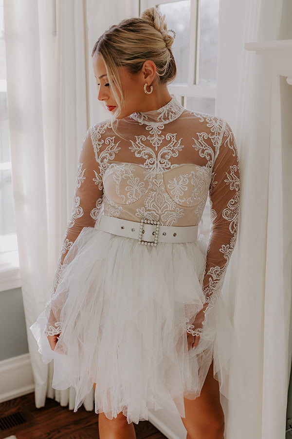 Chapel Bells Embroidered Mini Dress-Beginning Fashion