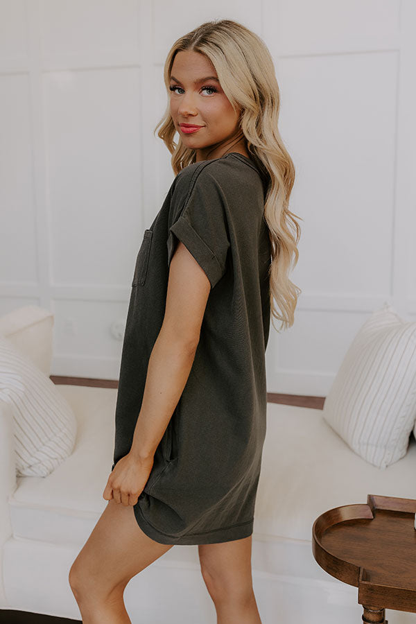 Cafe Meetup Vintage Wash T-Shirt Dress in Black-Beginning Fashion