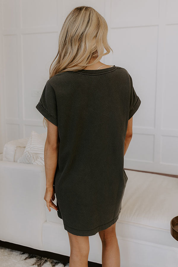 Cafe Meetup Vintage Wash T-Shirt Dress in Black-Beginning Fashion
