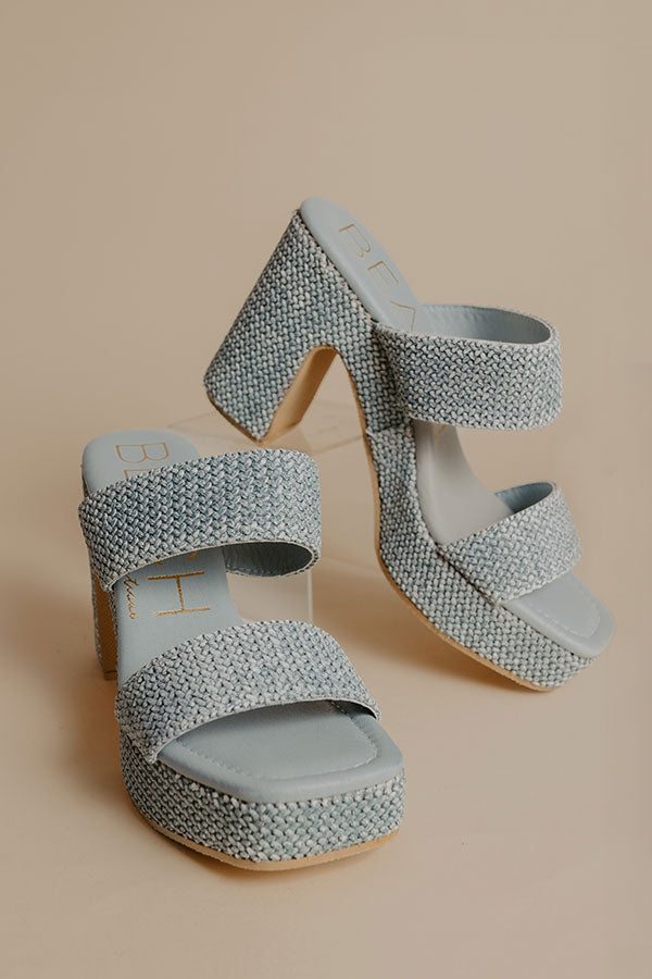 Gem Woven Platform Heel in Light Blue-Beginning Fashion