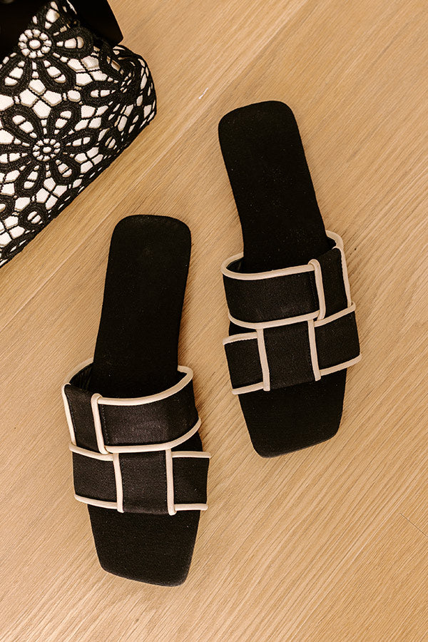Biscayne Linen Sandal in Black-Beginning Fashion