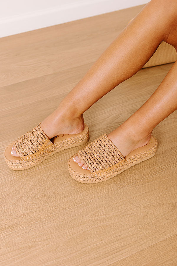 Del Mar Raffia Woven Platform Sandal in Tan-Beginning Fashion