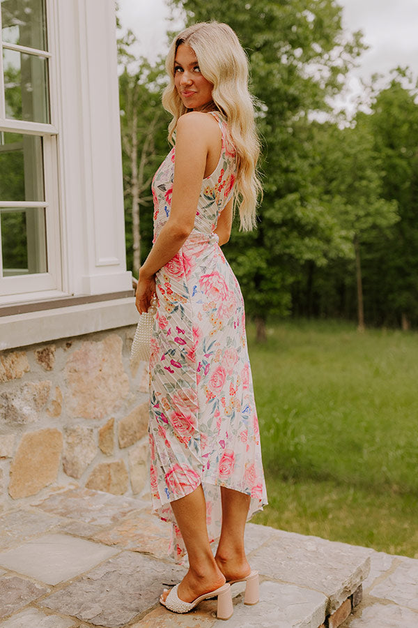 Aways My Amour Pleated Floral Maxi Dress-Beginning Fashion