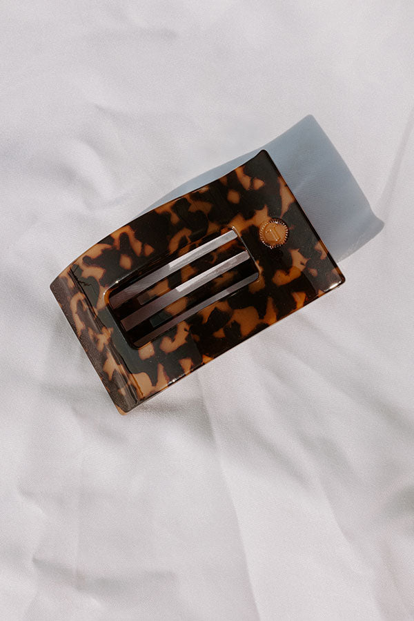 Flat Large Rectangle Hair Claw Clip in Brown Tortoiseshell-Beginning Fashion