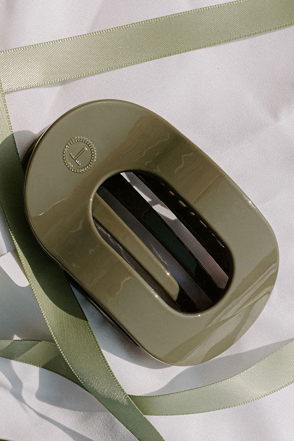 Flat Medium Round Hair Claw Clip in Sage-Beginning Fashion