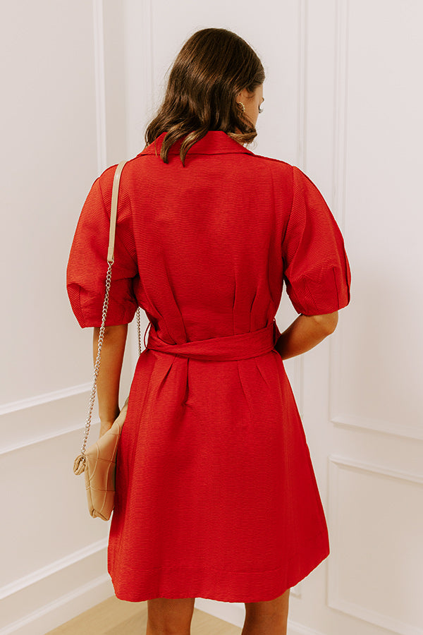 Happy Hour Chic Button Down Mini Dress in Dark Rust-Beginning Fashion