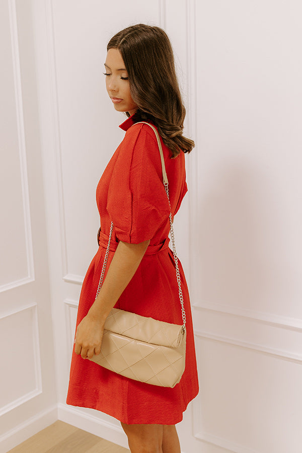 Happy Hour Chic Button Down Mini Dress in Dark Rust-Beginning Fashion