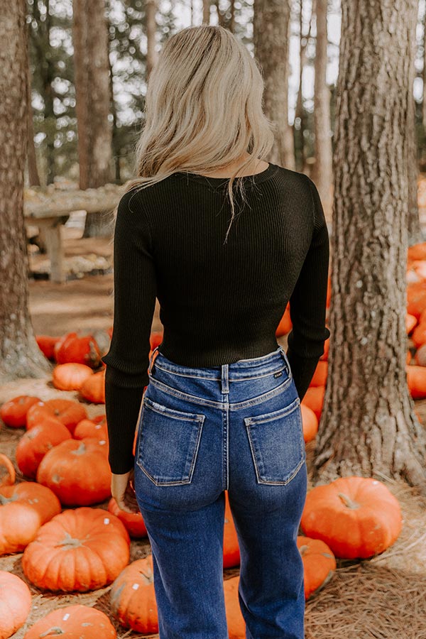 Basic Instincts Long Sleeve Ribbed Crop Tee in Black-Beginning Fashion