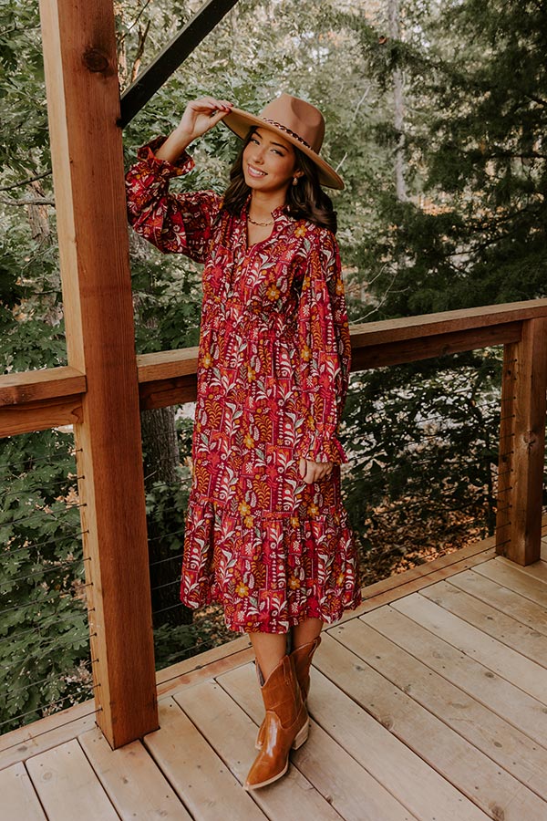 Blooming Keepsake Floral Midi Dress-Beginning Fashion