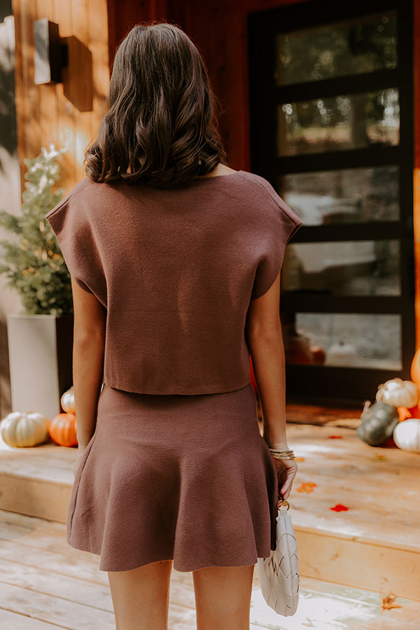 Chic A La Mode High Waist Knit Mini Skirt in Mocha-Beginning Fashion