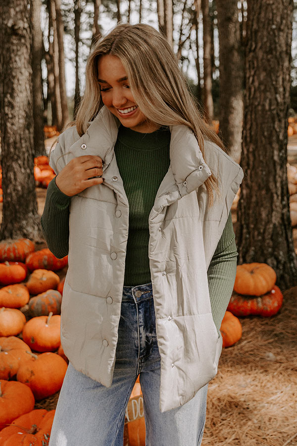 Brisk Stroll Puffer Vest in Stone-Beginning Fashion