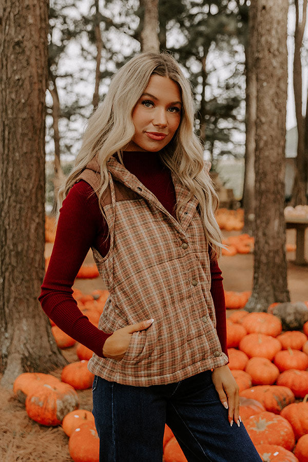 Bonfire Cozy Plaid Puffer Vest-Beginning Fashion