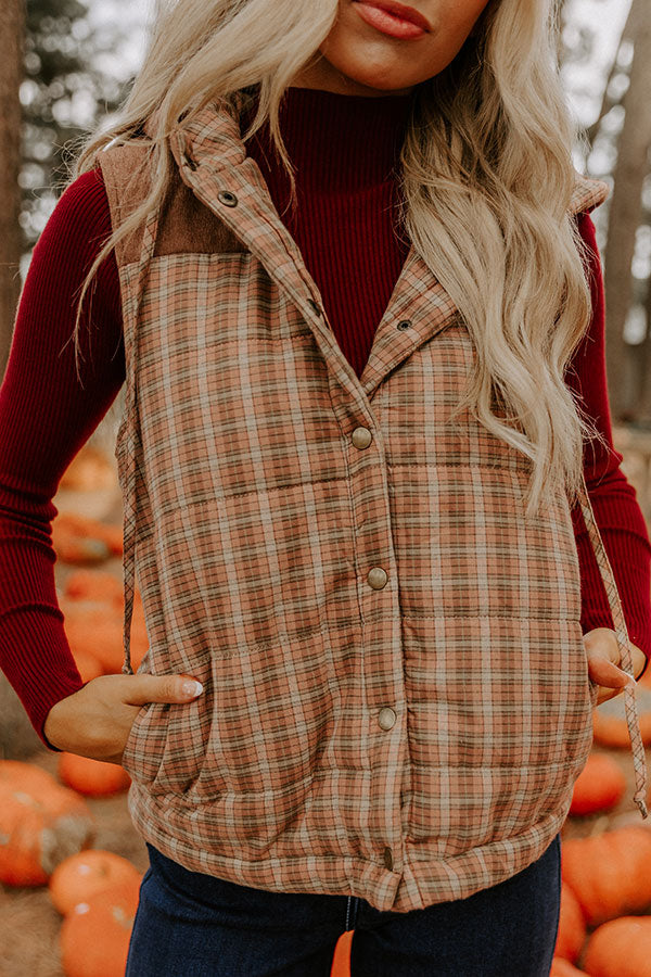 Bonfire Cozy Plaid Puffer Vest-Beginning Fashion