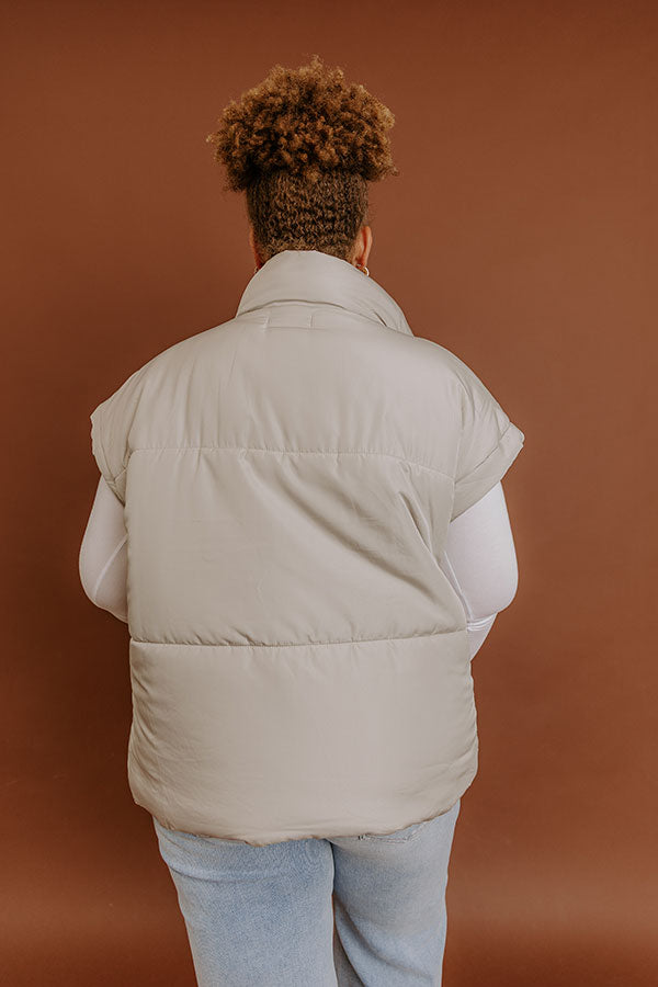 Brisk Stroll Puffer Vest in Stone Curves-Beginning Fashion