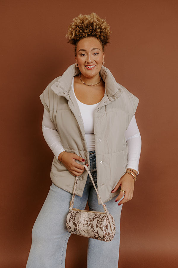 Brisk Stroll Puffer Vest in Stone Curves-Beginning Fashion