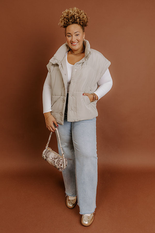 Brisk Stroll Puffer Vest in Stone Curves-Beginning Fashion