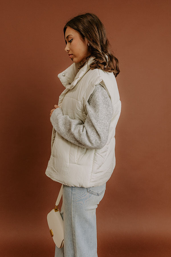 Brisk Stroll Puffer Vest in Cream-Beginning Fashion
