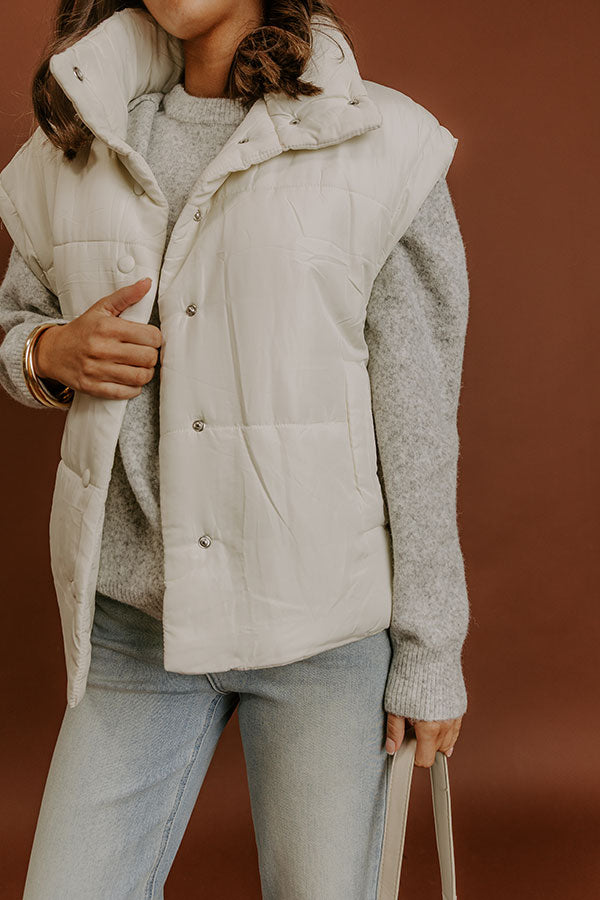 Brisk Stroll Puffer Vest in Cream-Beginning Fashion