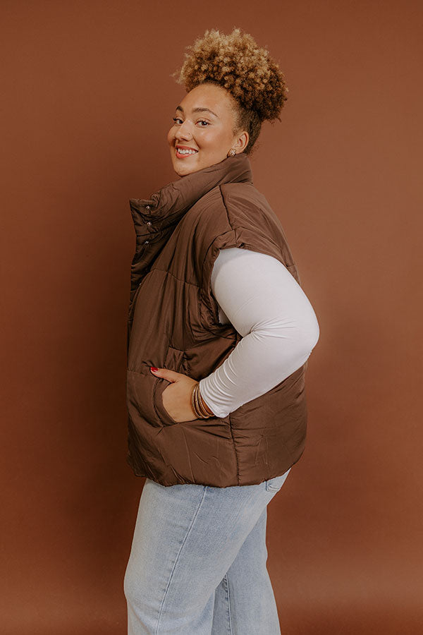 Brisk Stroll Puffer Vest in Chestnut Curves-Beginning Fashion