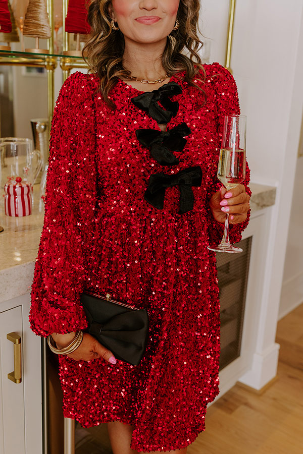 Bows And Sparkles Sequin Mini Dress-Beginning Fashion